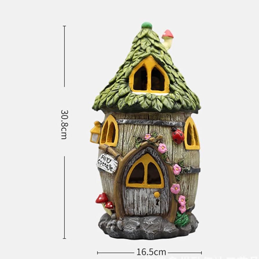 値下げ中！ガーデン オーナメント ソーラー フェアリーハウス Amazon.co.jp: [dhiuebc] ソーラー置物 フェアリーハウス L 30cm